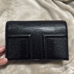 Toteme Mini T-Flap lizard-embossed bag black